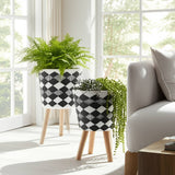 Resin Wood Diamond 3-Leg Planter Pot