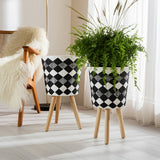Resin Wood Diamond 3-Leg Planter Pot