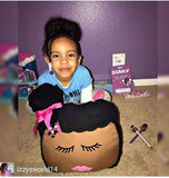 Afro Puff Pillow With Braids and inside pocket