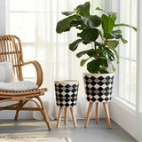 Resin Wood Diamond 3-Leg Planter Pot