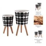 Resin Wood Diamond 3-Leg Planter Pot
