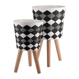 Resin Wood Diamond 3-Leg Planter Pot
