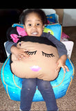 Afro Puff Pillow With Braids and inside pocket