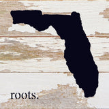 STATE ROOTS SIGN / 6"x6" Reclaimed Wood Sign: WR - White Reclaimed with Black Print / North Carolina