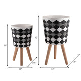 Resin Wood Diamond 3-Leg Planter Pot