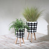 Resin Wood Diamond 3-Leg Planter Pot