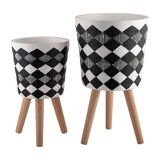 Resin Wood Diamond 3-Leg Planter Pot