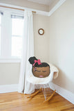 Afro Puff Pillow With Braids and inside pocket