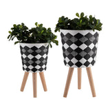 Resin Wood Diamond 3-Leg Planter Pot