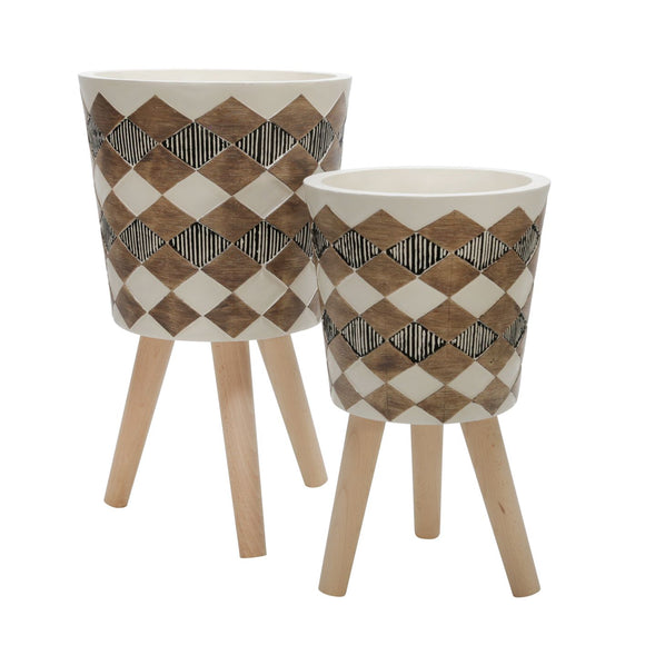 Diamond Design Flower Stands (set of 2)