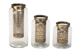 Glass and Gold Foil Candleholders (set of three)