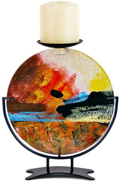 Abstract Glass Candleholder - Single
