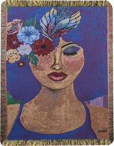 Blue Ivory Tapestry Throw