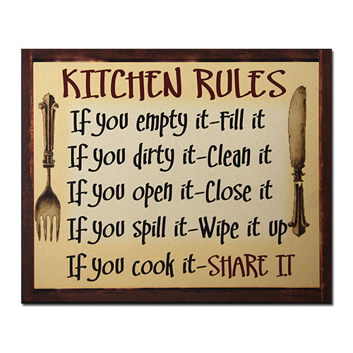 Kitchen Rules Wall Plaque