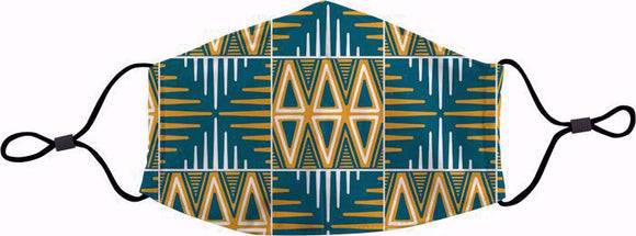 Blue/Yellow Mudcloth Mask