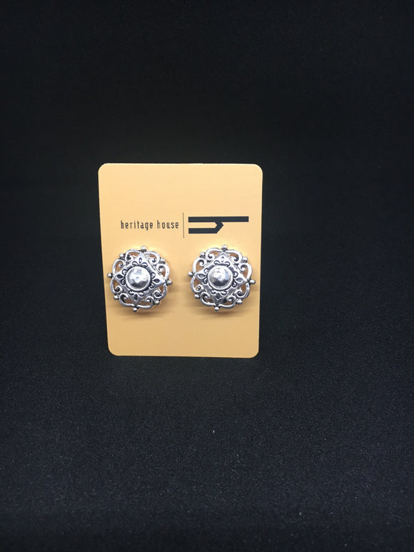Filigrere Silver Circle Earrings (Clip On)