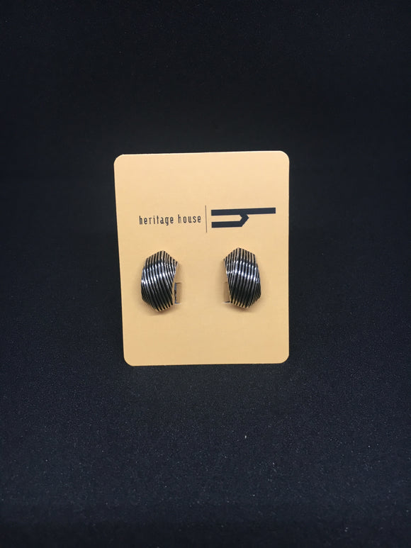 Silver and Black Earrings (Clip On)