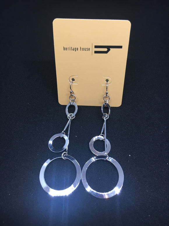 Dangling Silver Circle Earrings