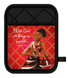 Red and White Oven Mitt/Pot Holder Set