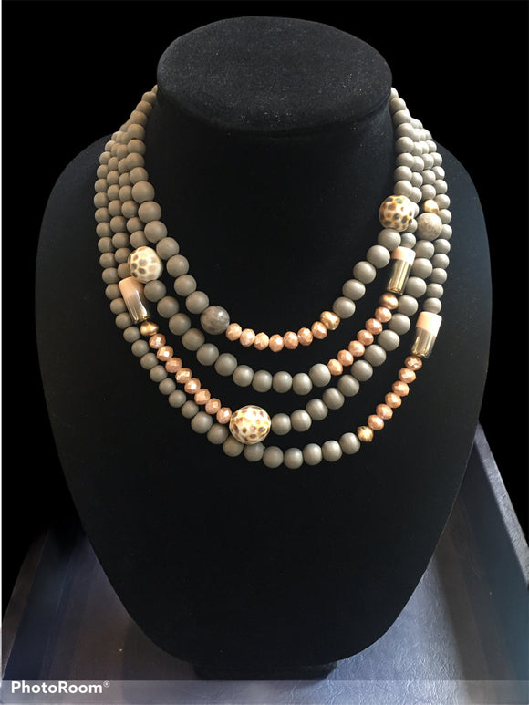 Grey 4 Strand Necklace