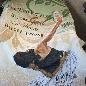 She Who Kneels Tapestry Throw