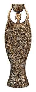 Bronze Tea Light: Woman Carrying Pot
