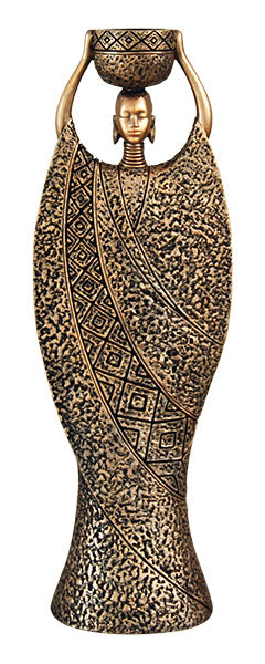 Bronze Tea Light: Woman Carrying Pot