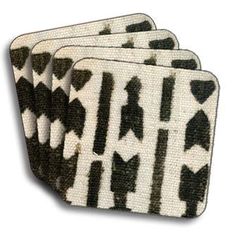Mud Cloth White Beverage Coaster